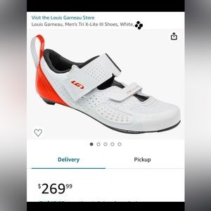 Brand New Louis Garneau, Men's Tri X-Lite Ill Bike Shoes, White, 42.5